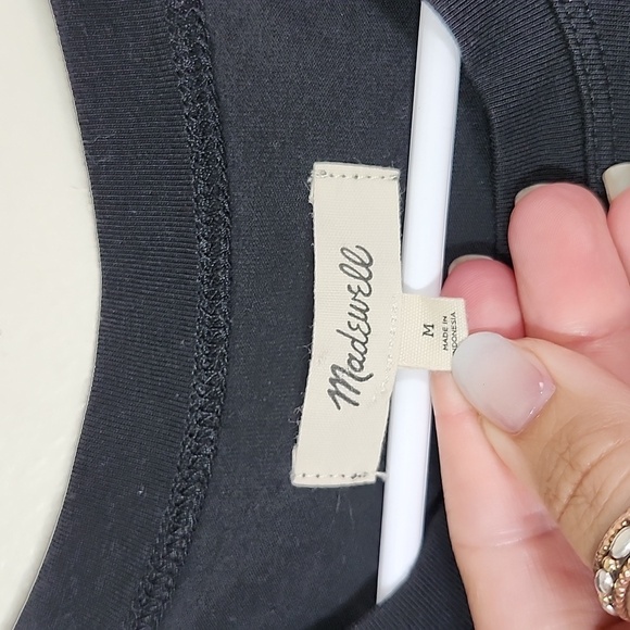 MADEWELL Brightside Ruffle Tank Mini Dress tiered Black Summer Basic medium - Picture 5 of 9